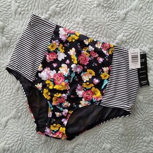 Floral/stripe bikini bottom